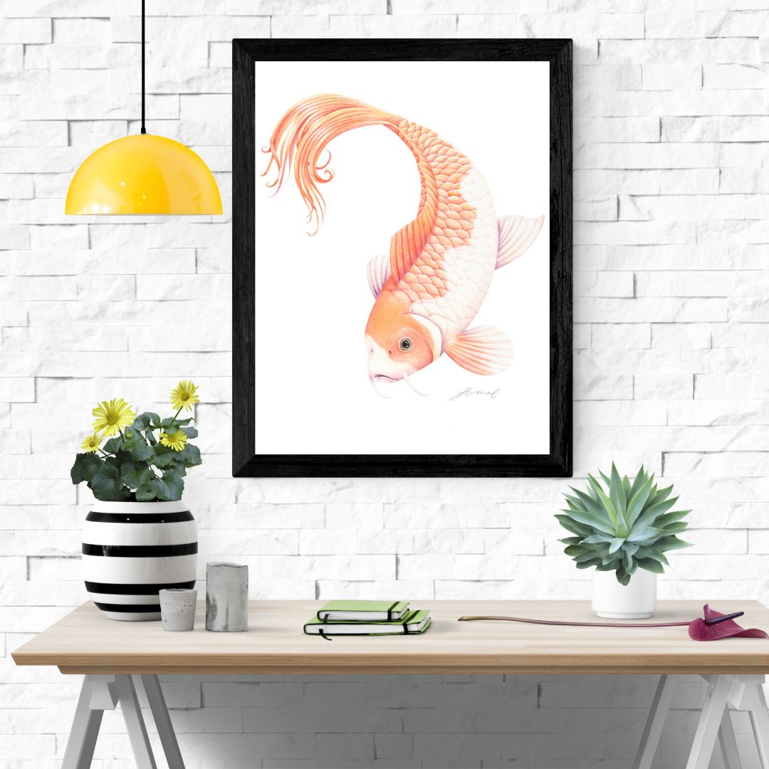 Koi Fish - Coloured Pencil Art Print