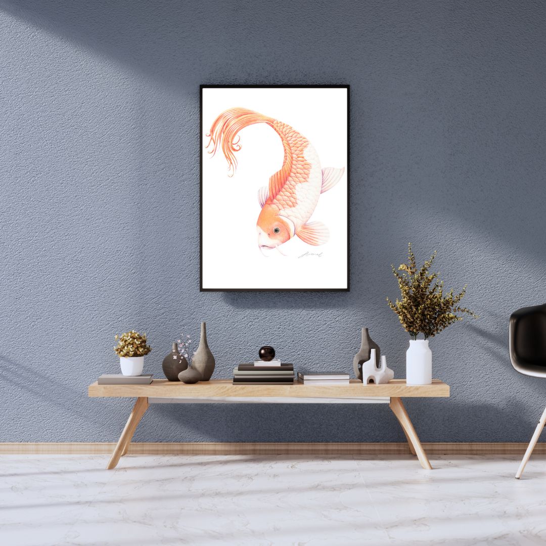 Koi Fish - Coloured Pencil Art Print