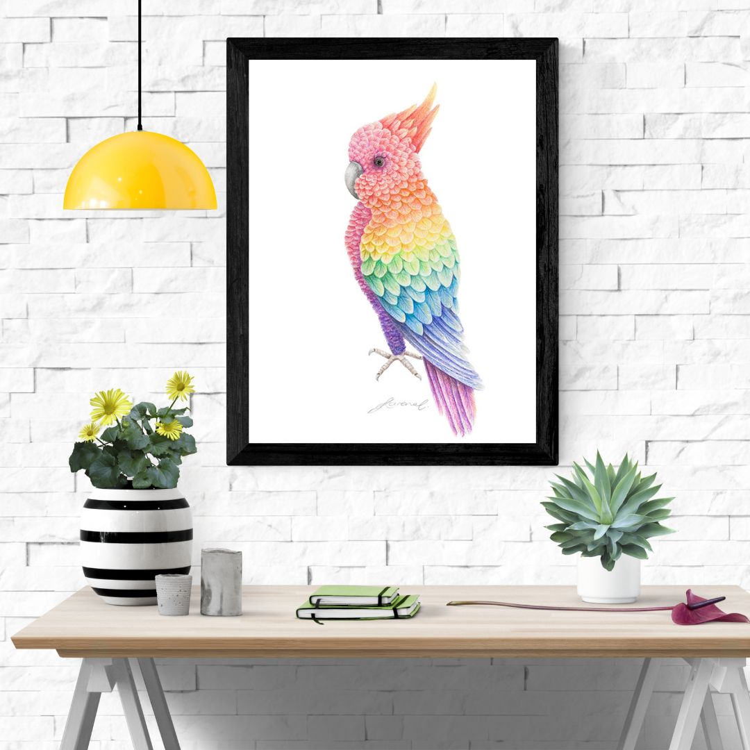 Rainbow Cockatoo - Coloured Pencil Art Print
