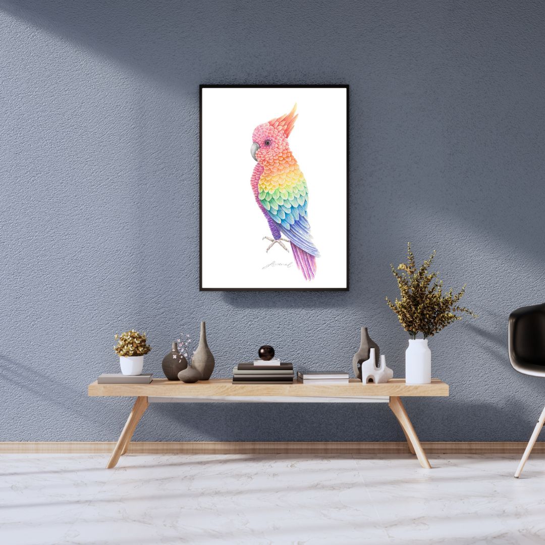 Rainbow Cockatoo - Coloured Pencil Art Print