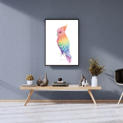 Rainbow Cockatoo - Coloured Pencil Art Print